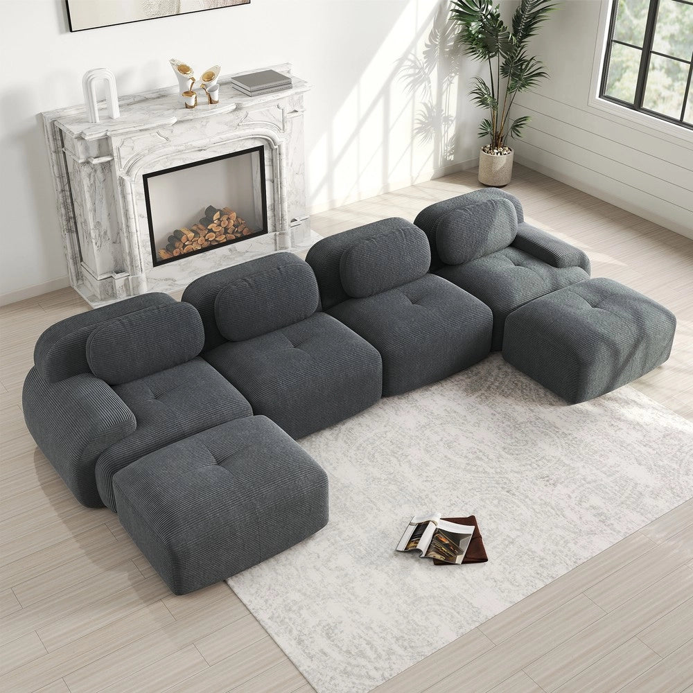 Divano 3 posti ¨C Minimal ¨C grigio tessuto imbottito con braccioli larghi, adatto a animali