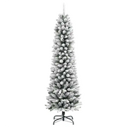 Albero Natale | Decorazioni natalizie Artificiale Sottile Neve Floccata 180cm PVC e PE