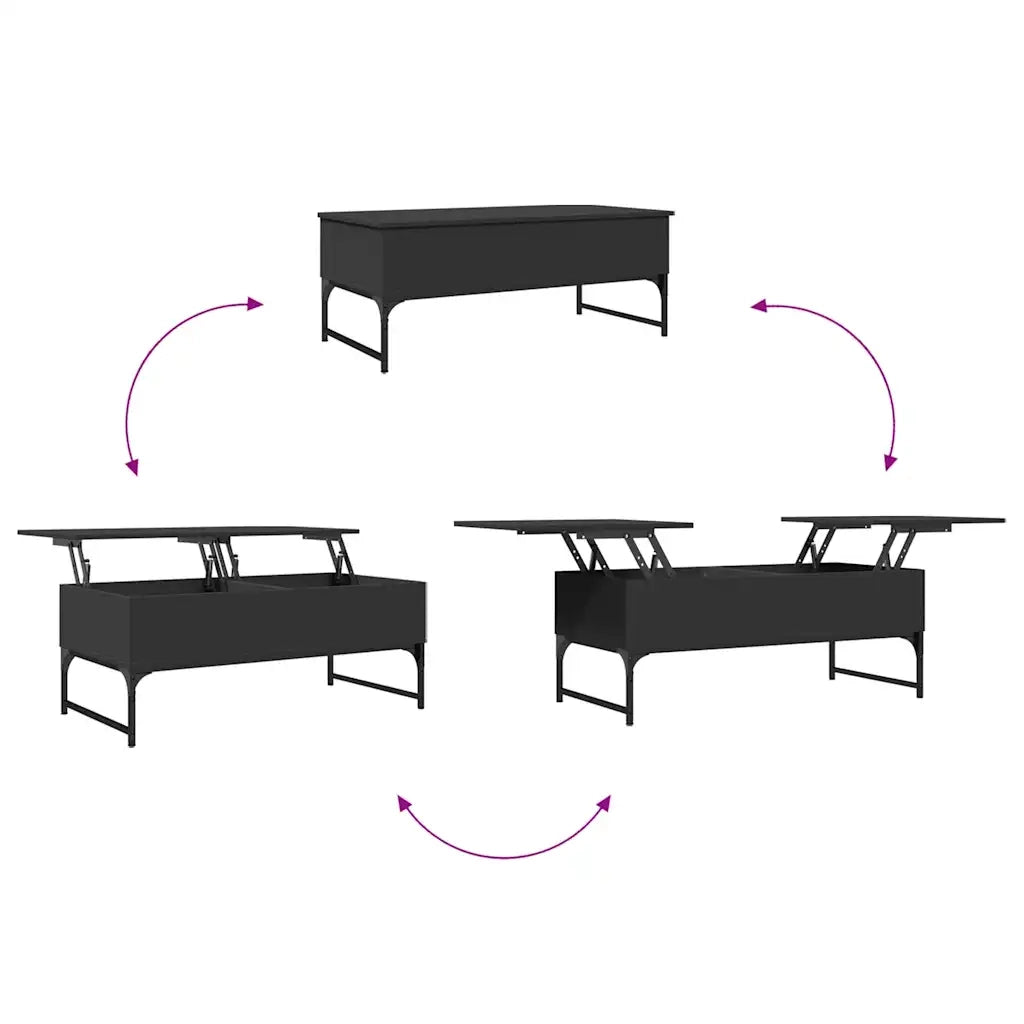 Tavolino Salotto Nero 100x50x40 cm Legno Multistrato e Metallo 845376