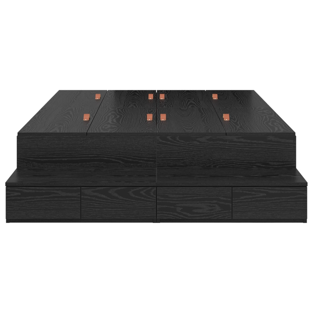 Struttura letto con contenitore in rovere nero 120x190 cm