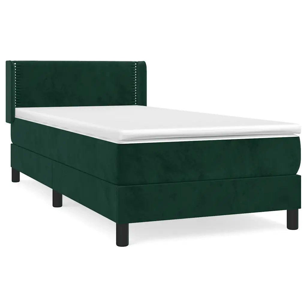 Giroletto a Molle con Materasso Verde Scuro 80x200 cm Velluto