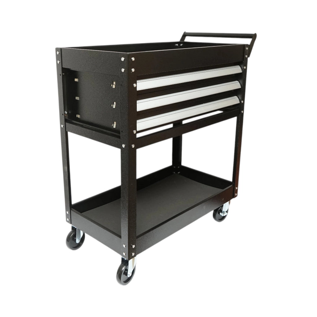Carrello portautensili da officina in metallo su ruote con 2 ripiani e 3 cassetti 775x410x895mm Breckner Germany