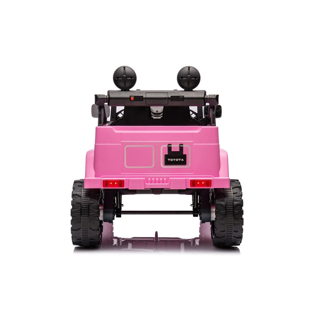 Macchina Elettrica per Bambini Fuoristrada Toyota Fj Cruiser 12V Telecomando Ruote in Gomma e Sedile in Pelle Rosa