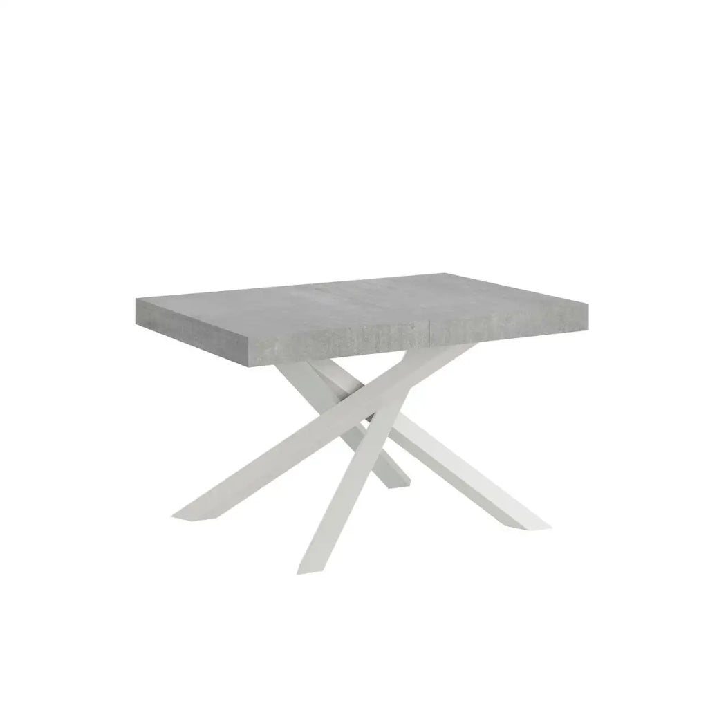 Tavolo allungabile 120/380x90 cm Volantis Premium colore cemento gambe bianche