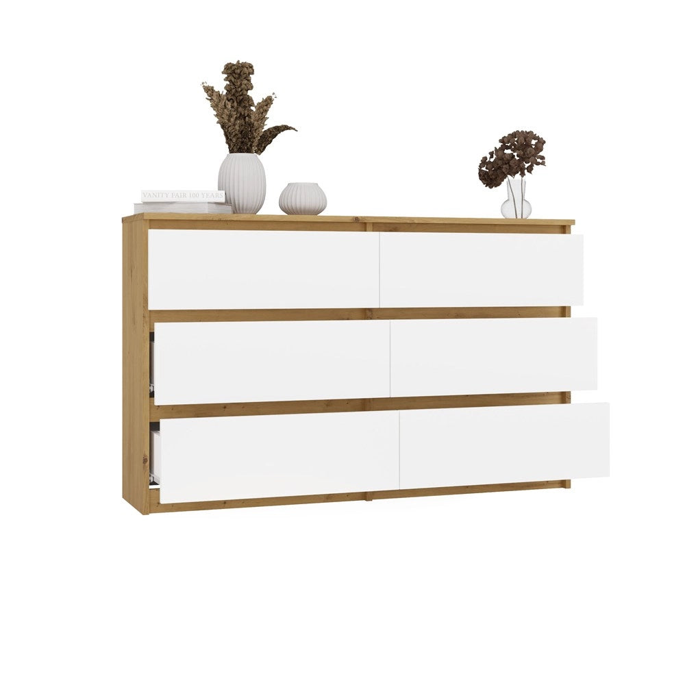 Cassettiera MALWA M6 120 rovere artisan bianco per camera e soggiorno
