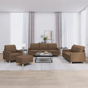 Set di Divani 4 pz con Cuscini Marrone in Tessuto