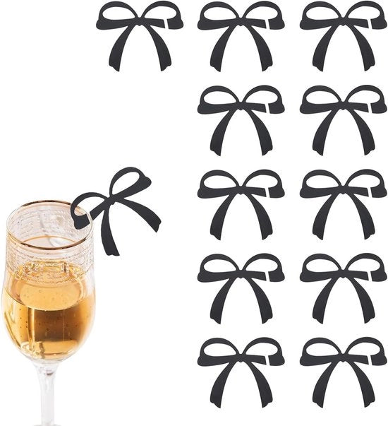 12 pezzi di etichette per bicchiere da vino - Decorazione per festa di addio al nubilato - Etichette per bicchiere da vino con strisce nere