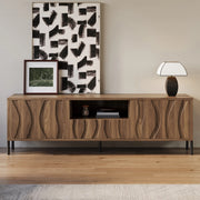 Mobile TV con 3 Ante e 1 Vano; Passacavi; Stile Moderno; Soggiorno; in MDF; Naturale; 160??35??46 cm