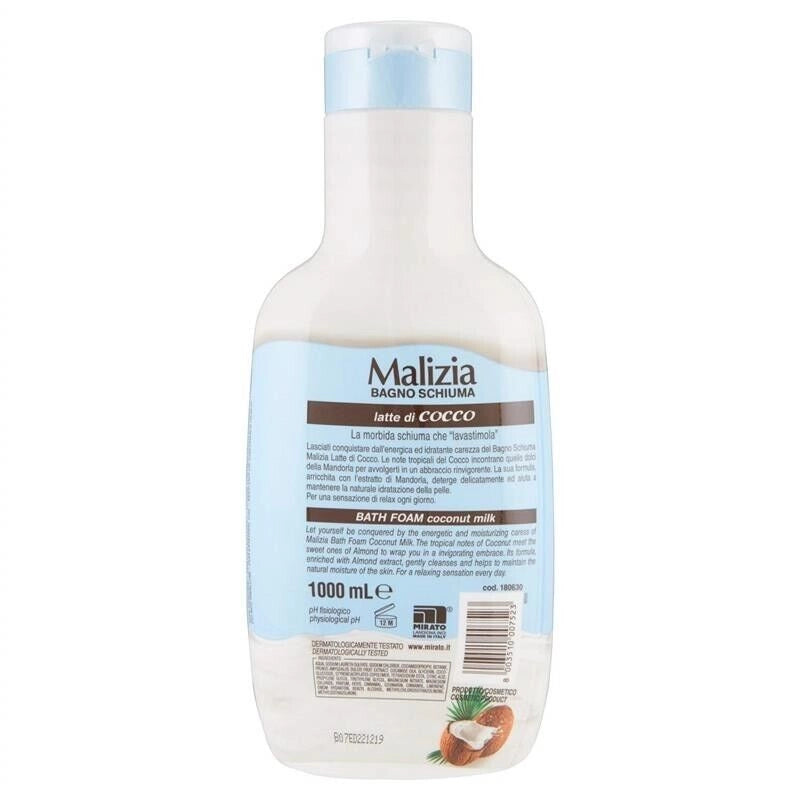 SET 12 PZ MALIZIA BAGNO SCHIUMA 1LT LATTE DI COCCO