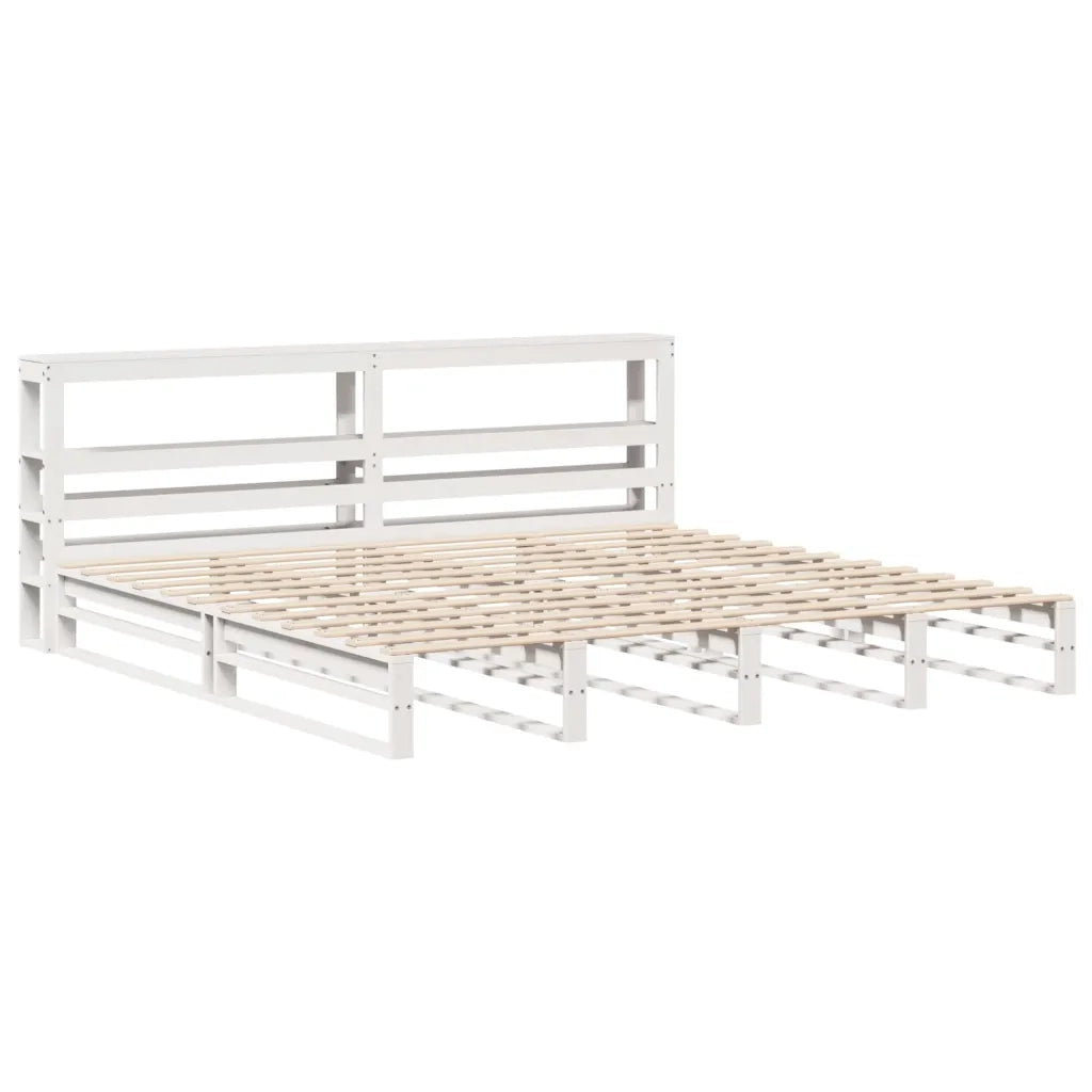 vidaXL Giroletto con Testiera Bianco 200x200 cm Legno Massello di Pino