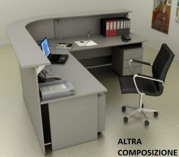 Composizione completa reception in melaminico verniciato cm. 256X256X115H