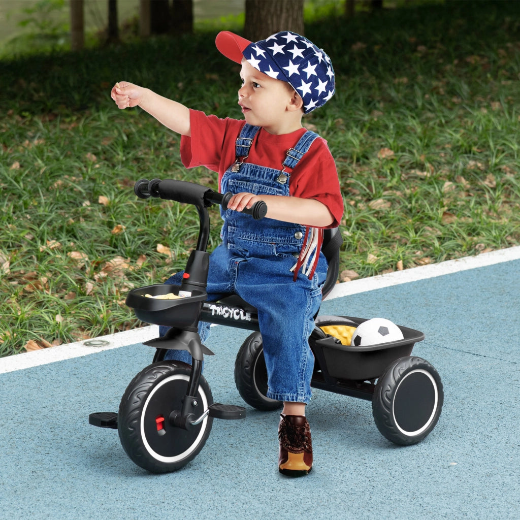 Triciclo per Bambini 2-5 Anni Bicicletta per Bambini con Seduta Regolabile Cestino e Parafango 80x48x63 cm in Acciaio e