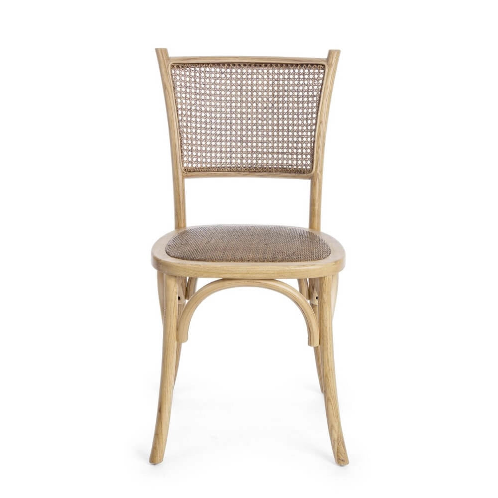 Sedia in Legno di Olmo con Seduta e Schienale in Rattan - CATA