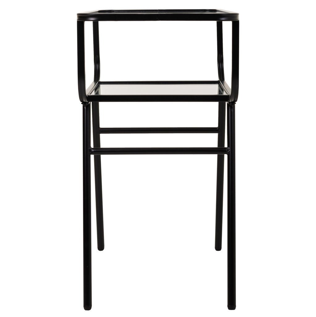 Comodino in metallo e vetro con 1 ripiano grigio 60x35x65,5
