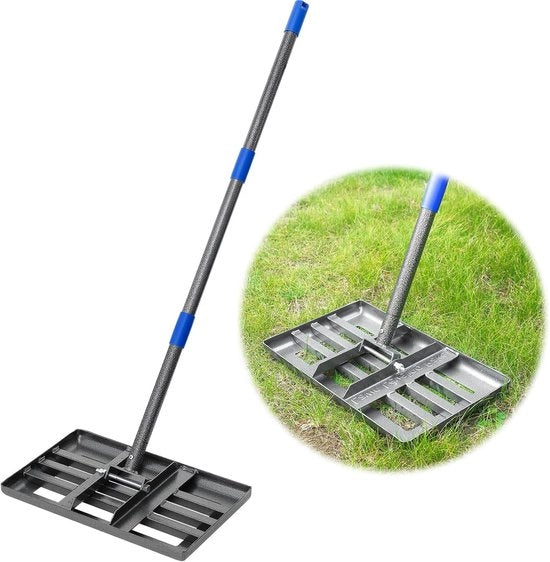 Lievitore di Erba - Livellatore di Erba - Pianificatore di Giardino - Rasoio - con Manico da 183cm - Nero - Base Robusta - Spazzolatore di Erba - per Giardino - Campo da Golf - Erba - Giardino Posteriore