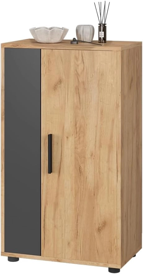 Cassettiera Berno, Quercia dorata/antracite, 50.1 x 87.3 cm con 2 scomparti, adatto per riporre oggetti di vario tipo