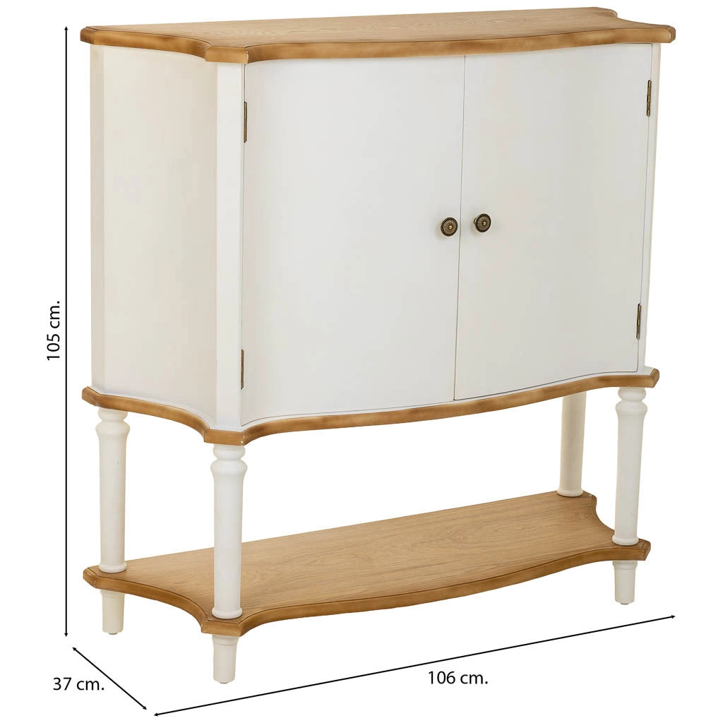 Tavolino da ingresso in legno bianco 106x37x105h cm