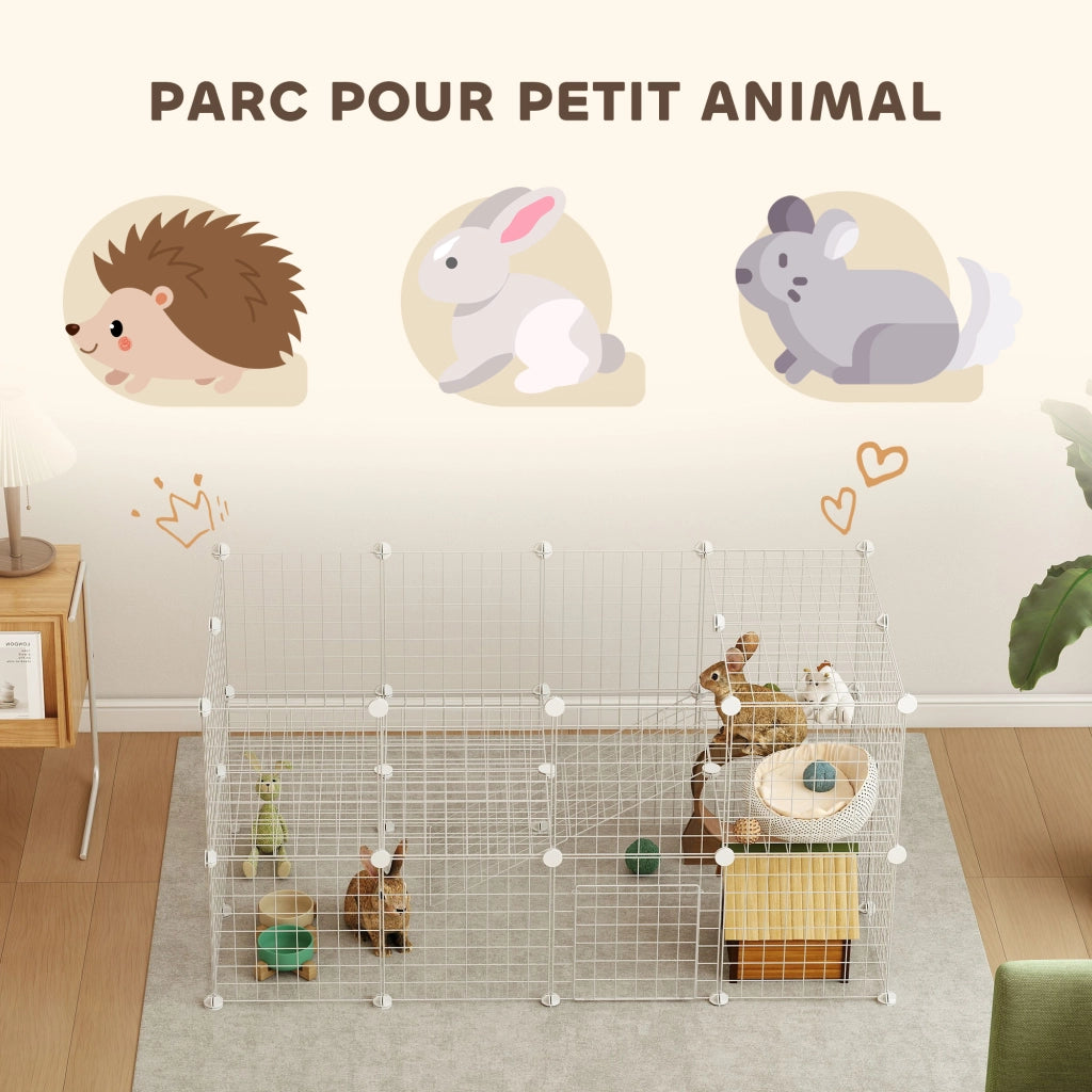 Recinto modulabile per animali domestici ¨C zephmum ¨C bianco 146x73x73cm