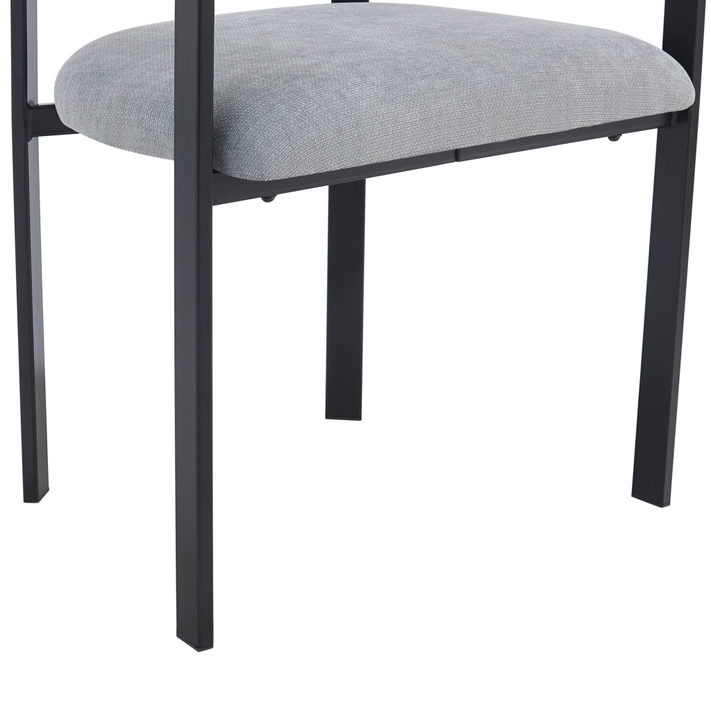 Set di 4 sedie da pranzo 61.0x50.0x76.0 cm con schienale curvo; in chenille grigio