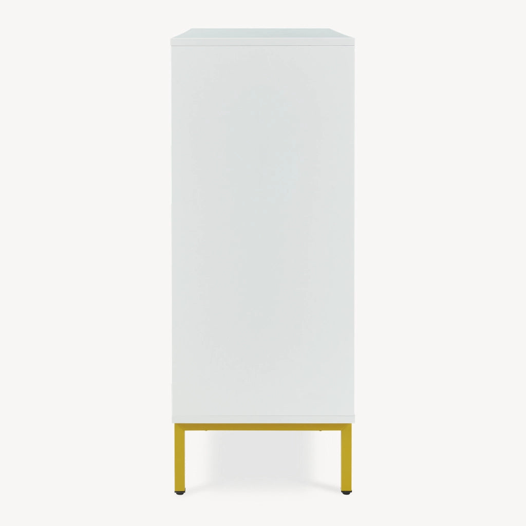 Credenza Reyri Madia Moderna Salvaspazio con 4 Ante 90x80x35 cm Bianco / color Oro [en.casa]
