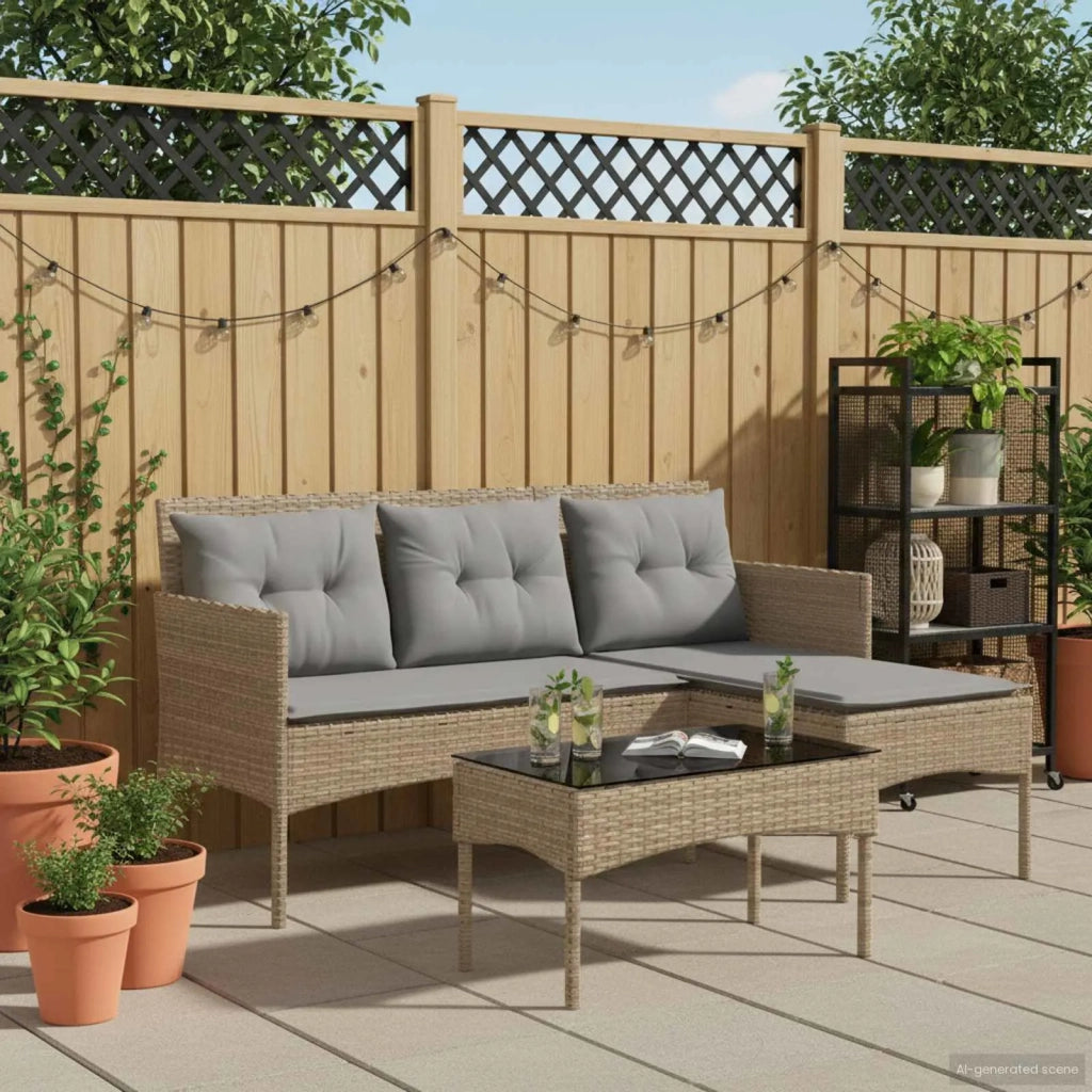 Set Divano da Giardino con cuscino 2 pz | Set Salotto da Giardino polyrattan