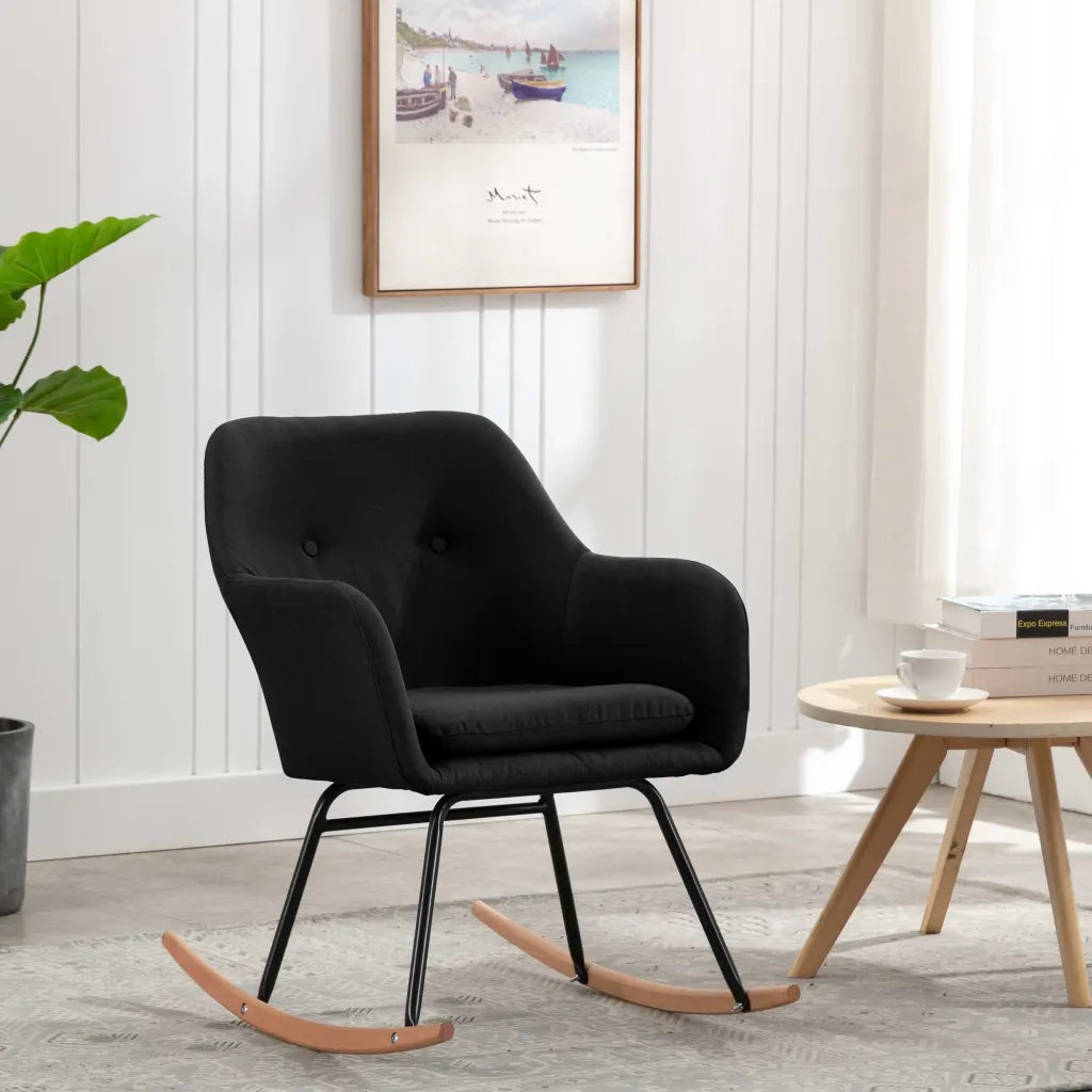 Sedia a Dondolo Nera in Tessuto cod mxl 33820