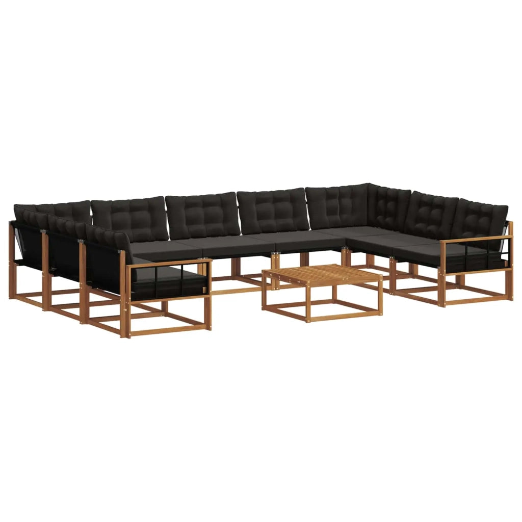 Set di divani da esterno con cuscino 10 pcs Naturale e Nero 3369871