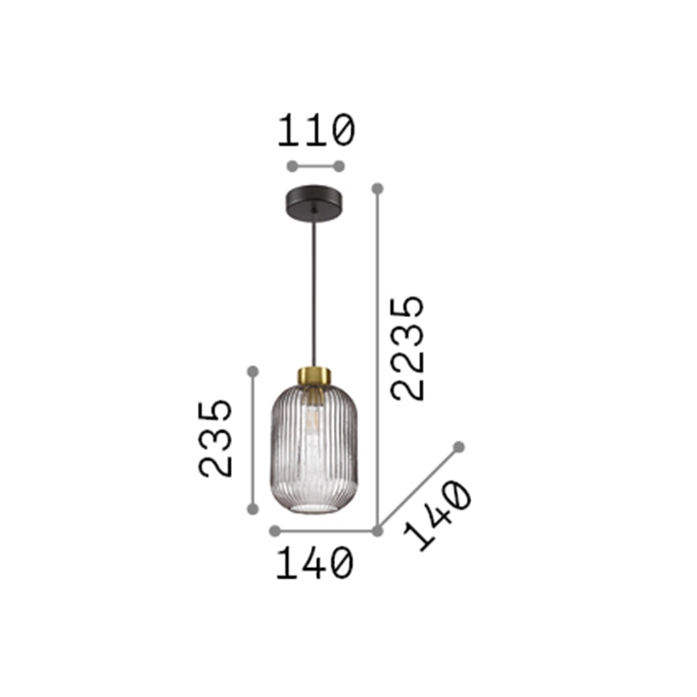 Sospensione Vintage-Decò Mint-1 Metallo Verde 1 Luce E27