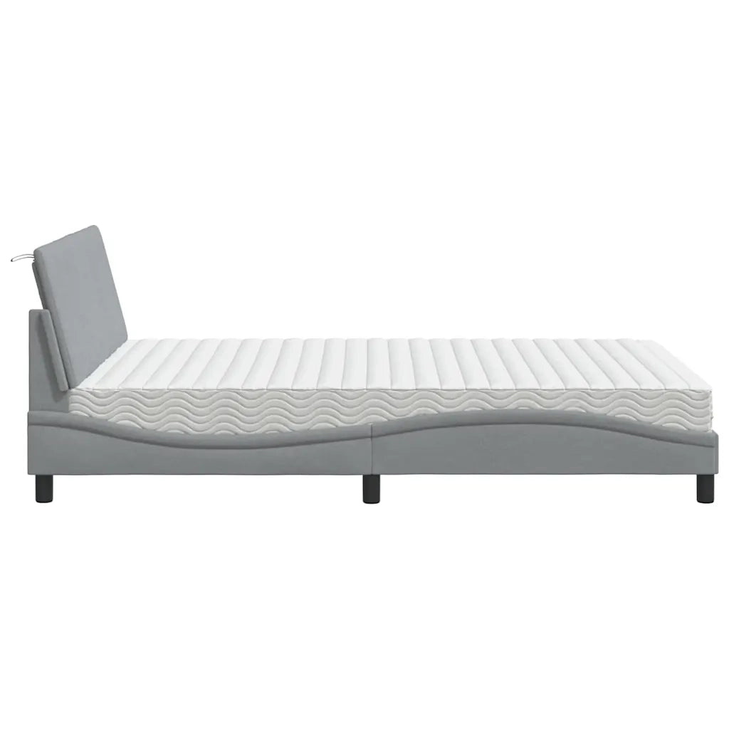 Letto con Materasso Hanko Grigio Chiaro 140x200cm Tessuto 3310531