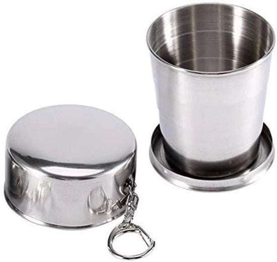 Bicchierino Portatile di Alta Qualità in Acciaio Inossidabile - Bicchiere Opaco - Mini Bicchierino Portatile - Chiave da Parete - Risparmio di Spazio - Leggero - Bicchierino Opaco Portatile