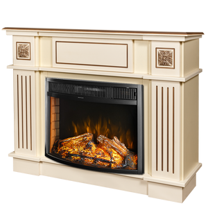 Camino Elettrico da Pavimento 92,9x120x28 cm Effetto Fiamma 1500W Miracle & Ararat Avorio