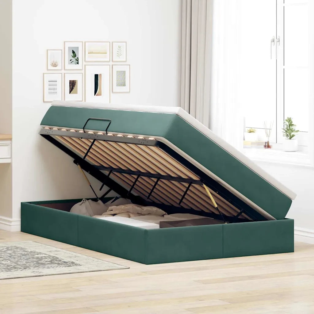 Letto con contenitore e materasso Verde Scuro 120 x 200 cm 3370296