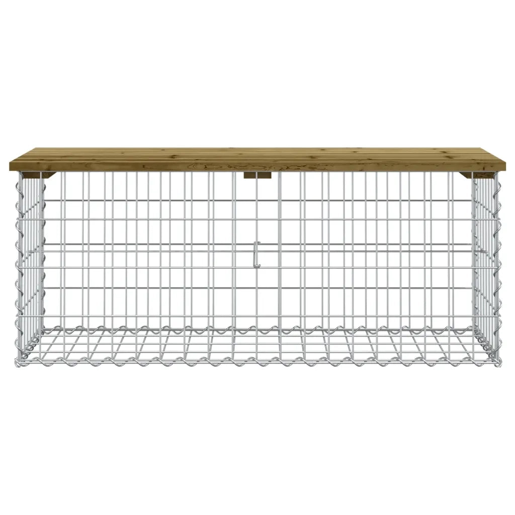 Panca da Giardino Design Gabbione-Sgabello-Panca da esterno 103x44x42 cm Pino Impregnato
