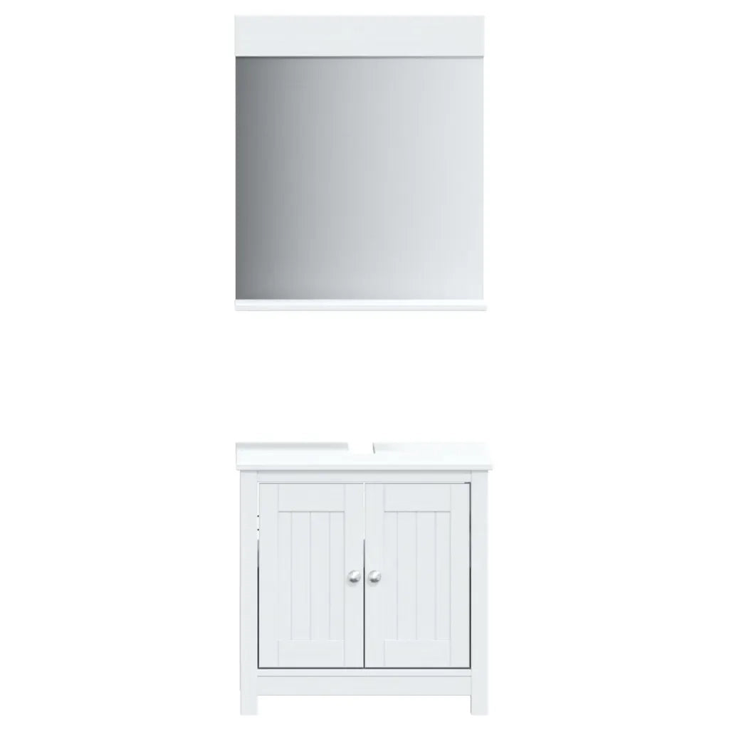 Set Mobili da Bagno 2 pz BERG Bianco in Legno Massello di Pino