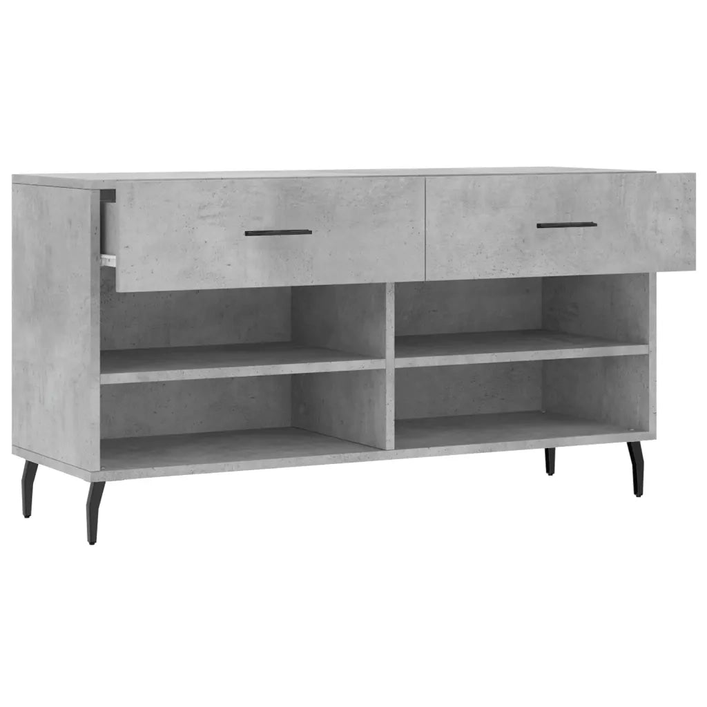 Panca Porta Scarpe | Scarpiera | Mobile per scarpe Grigio Cemento 102x35x55cm Legno Multistrato