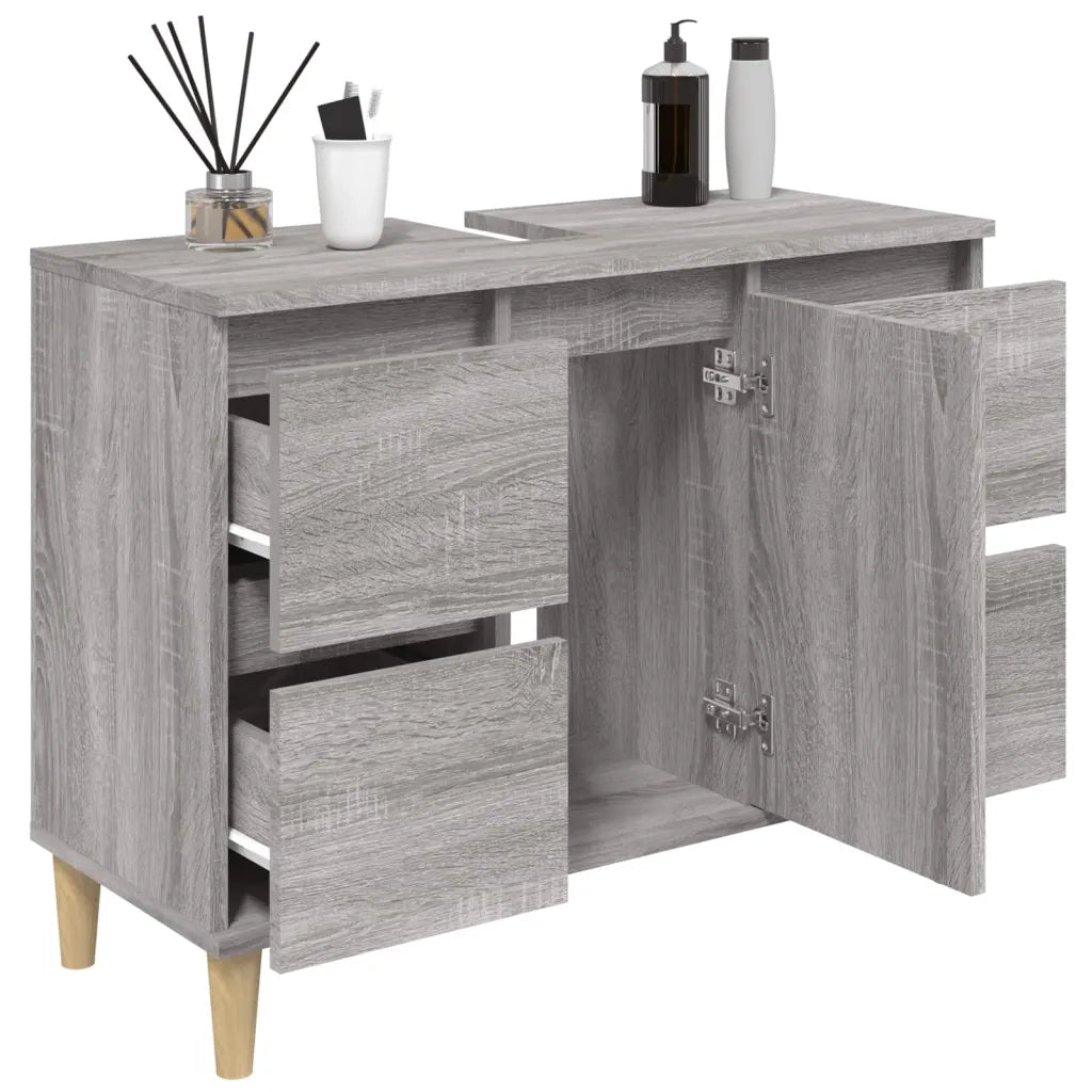 Mobile Lavabo Grigio Sonoma 80x33x60 cm in Legno Multistrato 821274