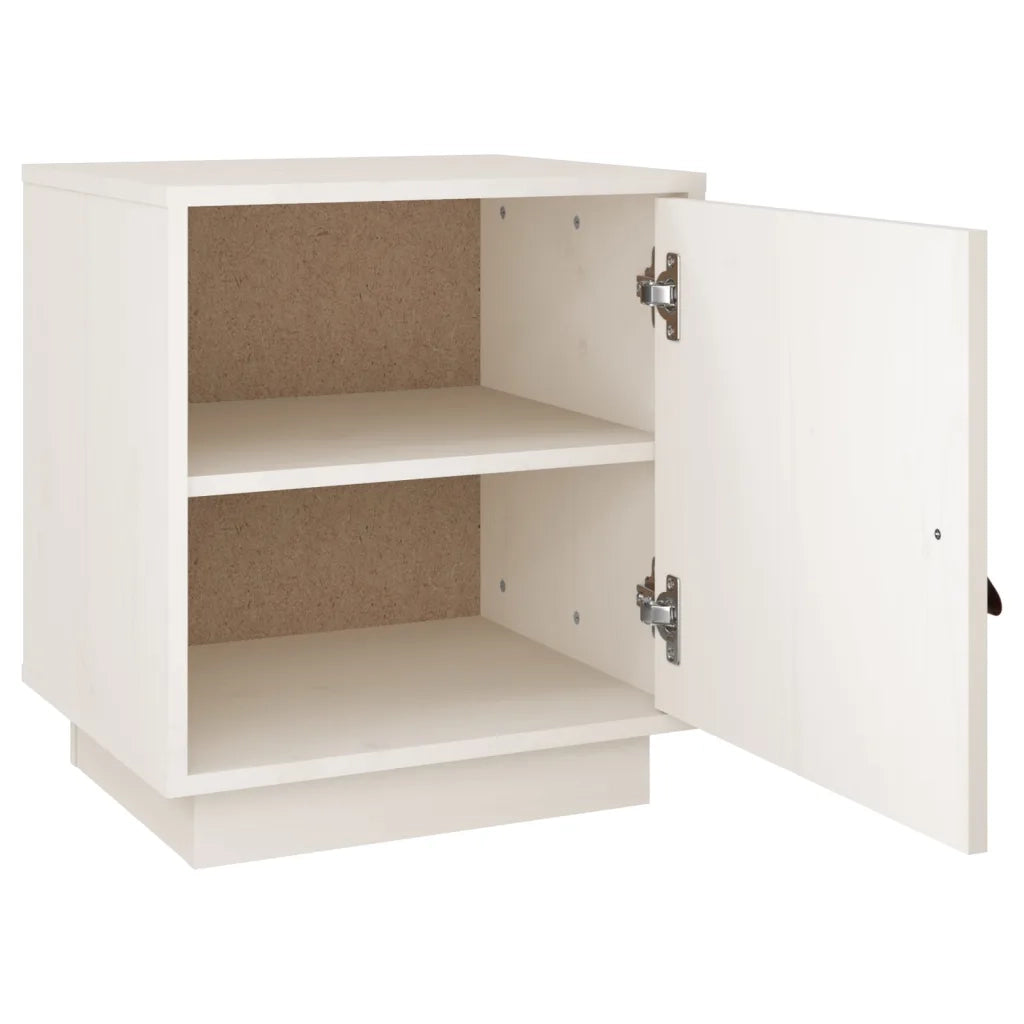 Comodino Bianco 40x34x45 cm in Legno Massello di Pino cod mxl 29961