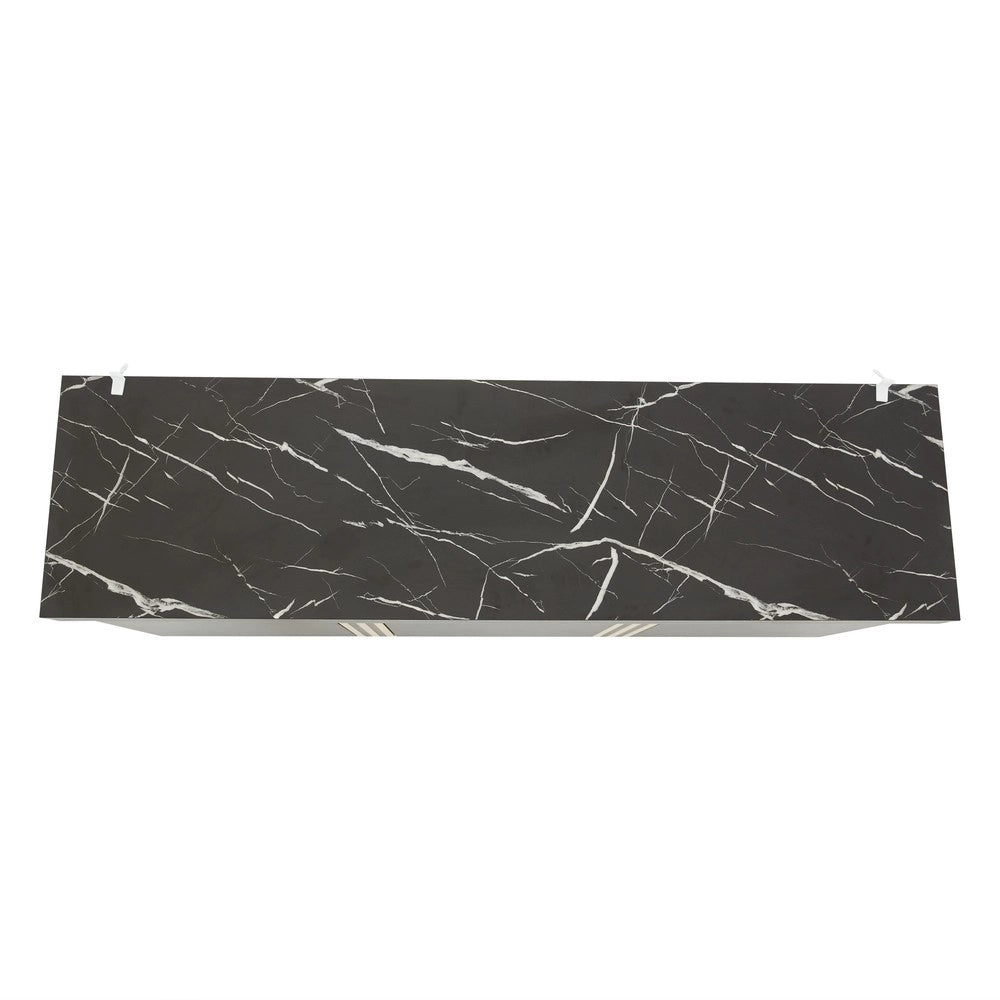 Credenza Moderna ¨C MINIMAL ¨C Nero e Oro, 3 Ante, Ripiani Regolabili, 140x38x70 cm