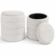 Set 2 Pouf Contenitori Rivestimento Bounclè Bianco Seduta Imbottita Ergonomica
