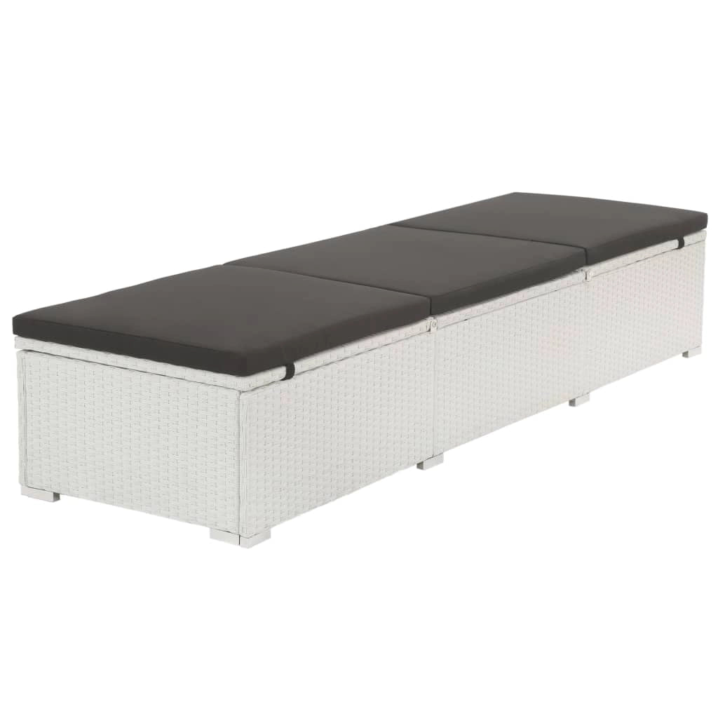 Lettino prendisole sedia a sdraio lettino prendisole letto da giardino mobili da esterno per patio con cuscino resina intrecciata bianca 02_0012506