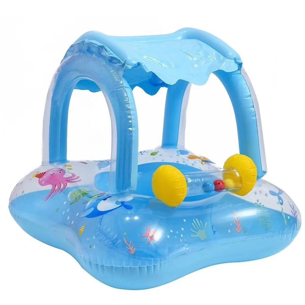 Trade Shop - Salvagente Con Cappottina 90x70cm Canotto Gonfiabile Canoa Bambini Azzurro -
