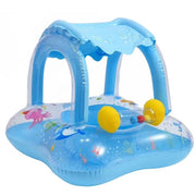 Trade Shop - Salvagente Con Cappottina 90x70cm Canotto Gonfiabile Canoa Bambini Azzurro -