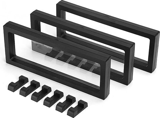 Display Stand Drijvend 3D per 3 Pezzi per Medaglioni Antichi e Challenge Coin con Pin Reversibile 23 x 9 x 1,9cm (Nero)
