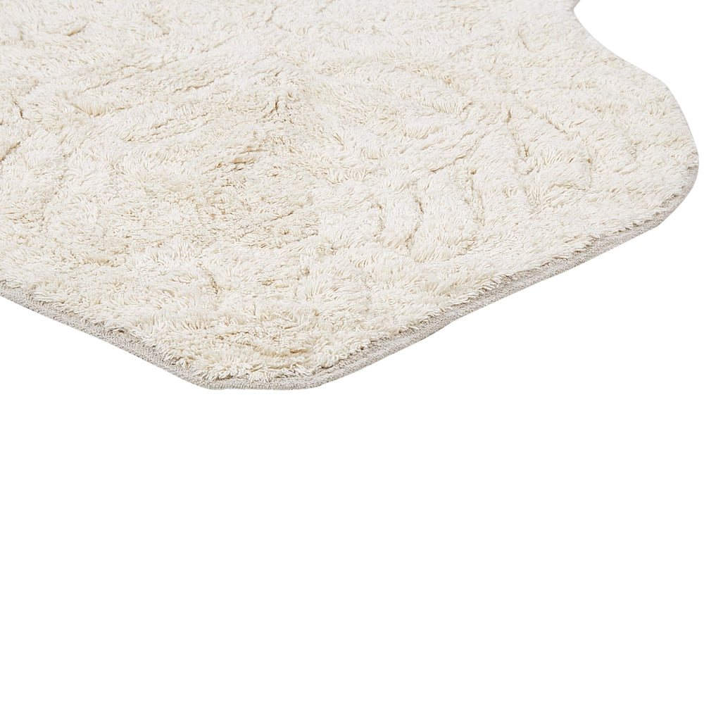 Tappeto da bagno Beige Cotone 150 x 60 cm Forma irregolare Motivo decorativo Tappeto da bagno Accessori da bagno Design moderno