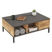 Lemie, Tavolino da Salotto 3 Vani, 60x90x33.1h cm Marrone Antracite