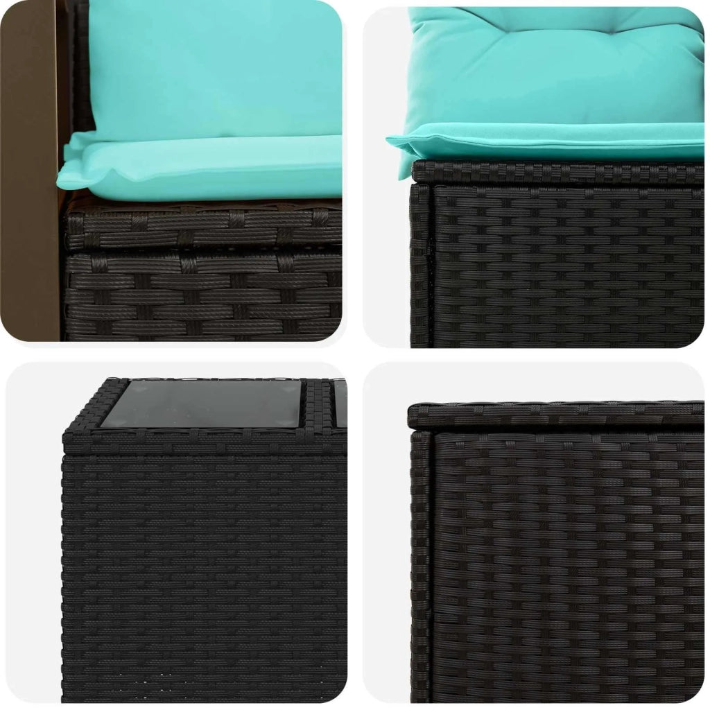 Set di divani 8 pz Nero e Blu Rattan sintetico e Acciaio 3448628