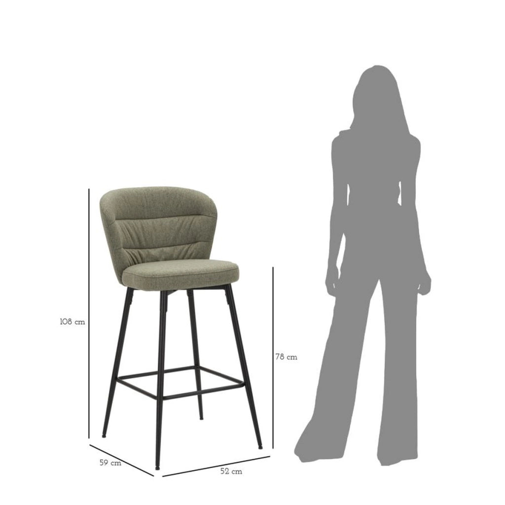 Set di 2 Sgabelli Alti VKH433, Verde, Metallo, 52x59x108 cm