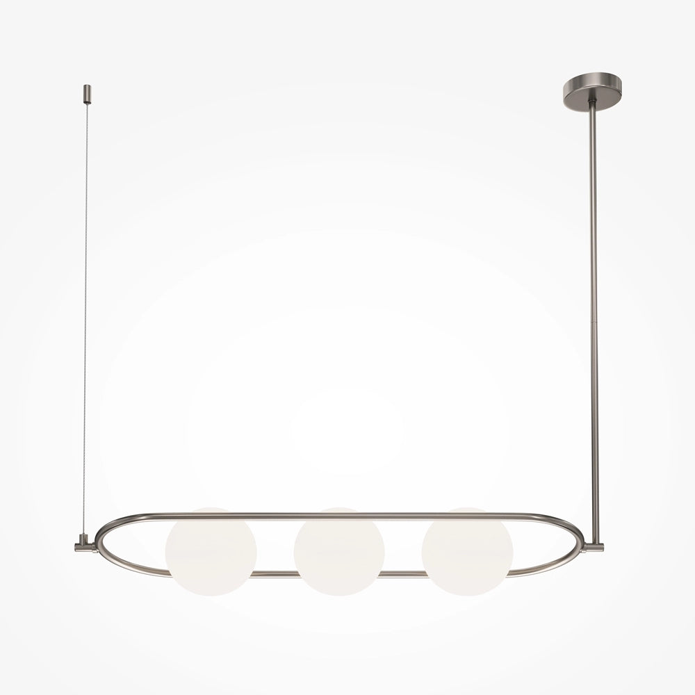 Lampada a sospensione Maytoni Erich nichel sfere bianche 3xE14