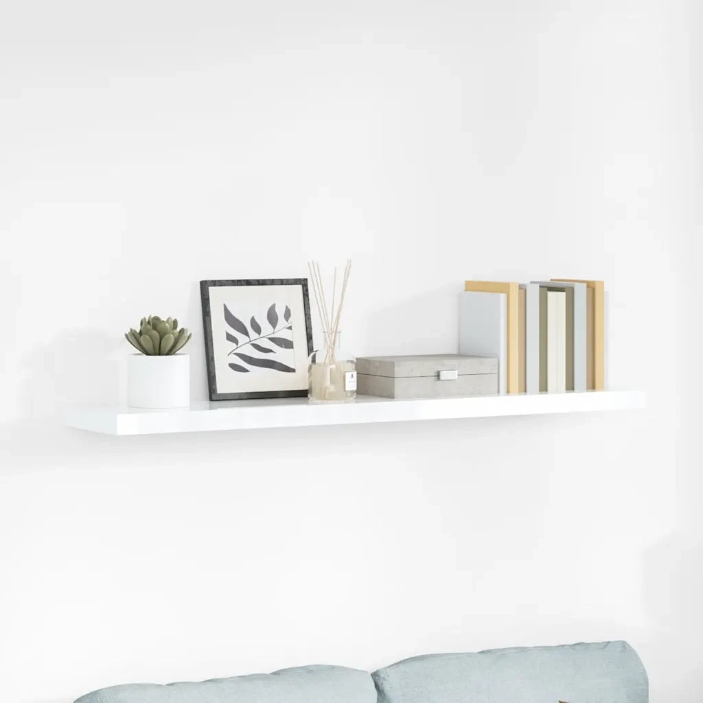 Scaffale a Parete Bianco Lucido 120x23,5x3,8 cm in MDF cod mxl 33651