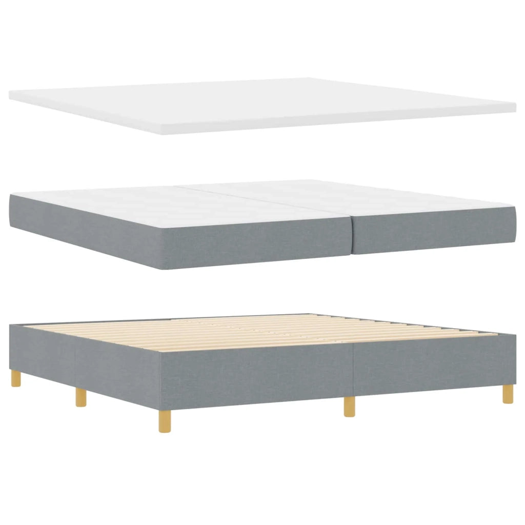 Letto a molle con materasso Grigio chiaro 200 x 200 cm Tessuto